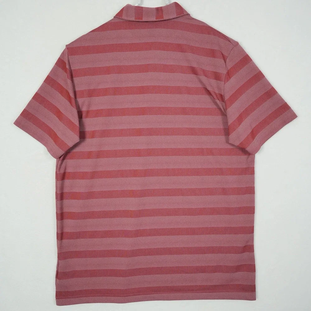Adidas Men's Red Striped Golf Polo Shirt Climalite‎ Performance Size Large